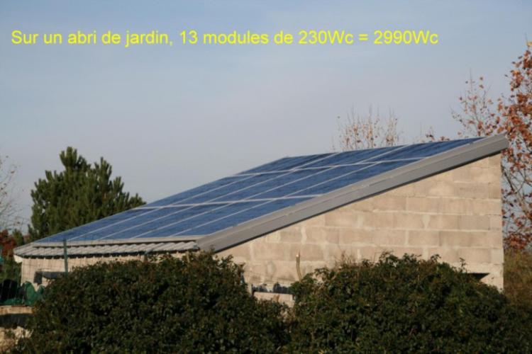 Photovoltaïque sur abri de jardin
